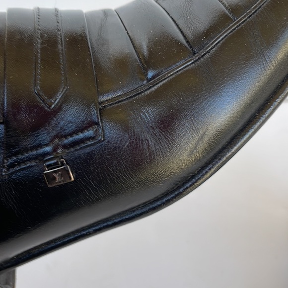 LOUIS VUITTON men’s black leather loafers in size 8 1/2 US, EUC - Picture 8 of 11